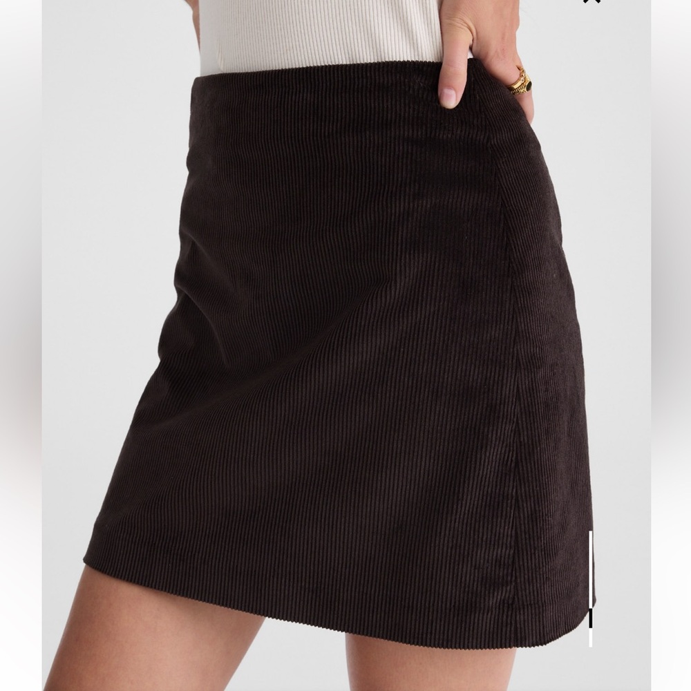 NWT Madewell Corduroy Mini Skirt in Black Walnut Size 12